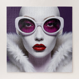 Quebra-cabeça Mulher branca com lentes roxas