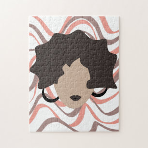 Quebra-cabeça Mulher Cabelo Castanho Ondulado Estilista Beleza R