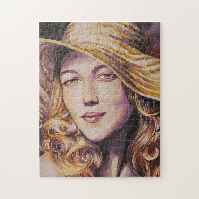 Quebra-cabeça Mulher com chapéu (Vertical)
