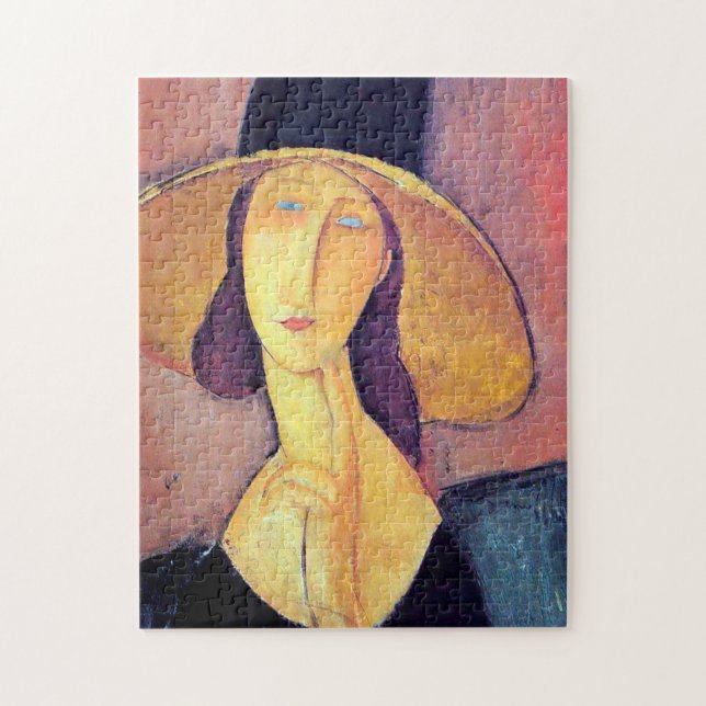 Quebra-cabeça Mulher com chapéu grande, Modigliani (Vertical)