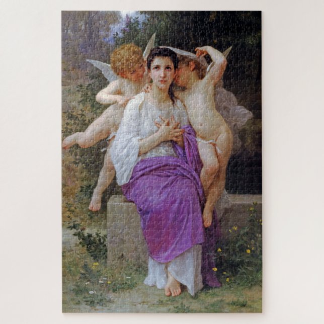 Quebra-cabeça Mulher com Cupido, Bouguereau (Vertical)