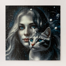 Quebra-cabeça Mulher com Gato