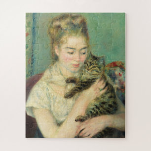Quebra-cabeça Mulher com gato por Auguste Renoir