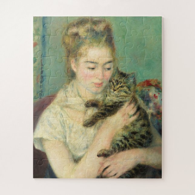 Quebra-cabeça Mulher com gato por Auguste Renoir (Vertical)