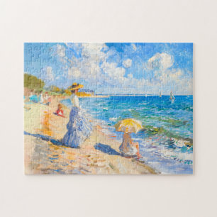 Quebra-cabeça Mulher com Guarda-Sol na Praia Impressionismo