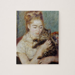 Quebra-cabeça Mulher com um gato por Pierre-Auguste Renoir