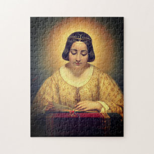Quebra-cabeça Mulher cristã lendo pintura medieval bíblia