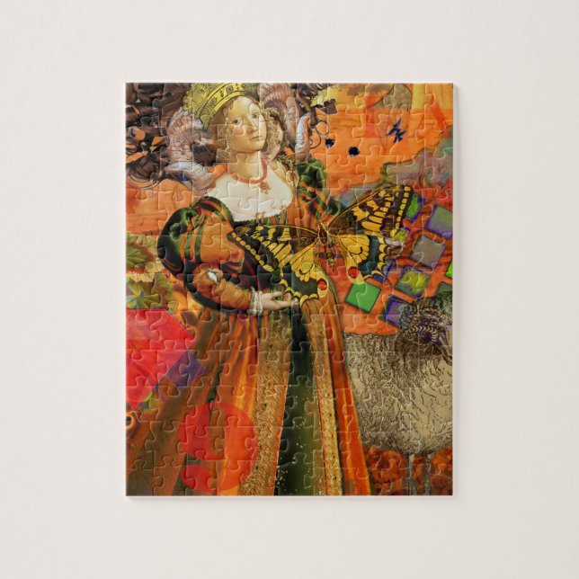 Quebra-cabeça Mulher de Áries Laranja: Colagem de Arte Antiga de (Vertical)