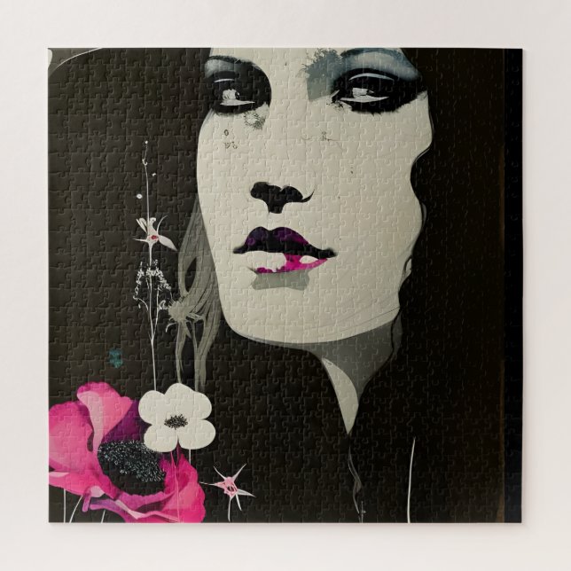Quebra-cabeça Mulher e Flores (Vertical)