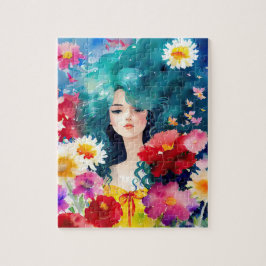 Quebra-cabeça Mulher Eetérea com Flores