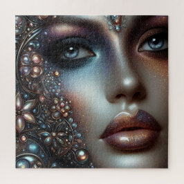Quebra-cabeça Mulher em Shimmering Makeup e Joias
