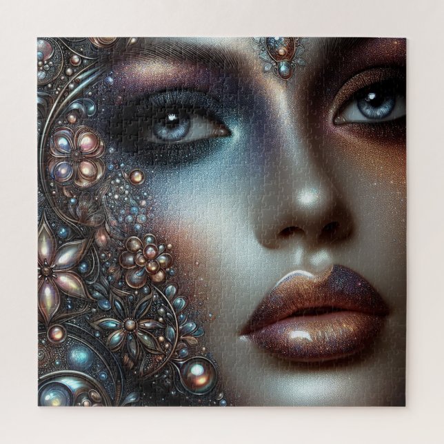 Quebra-cabeça Mulher em Shimmering Makeup e Joias (Vertical)