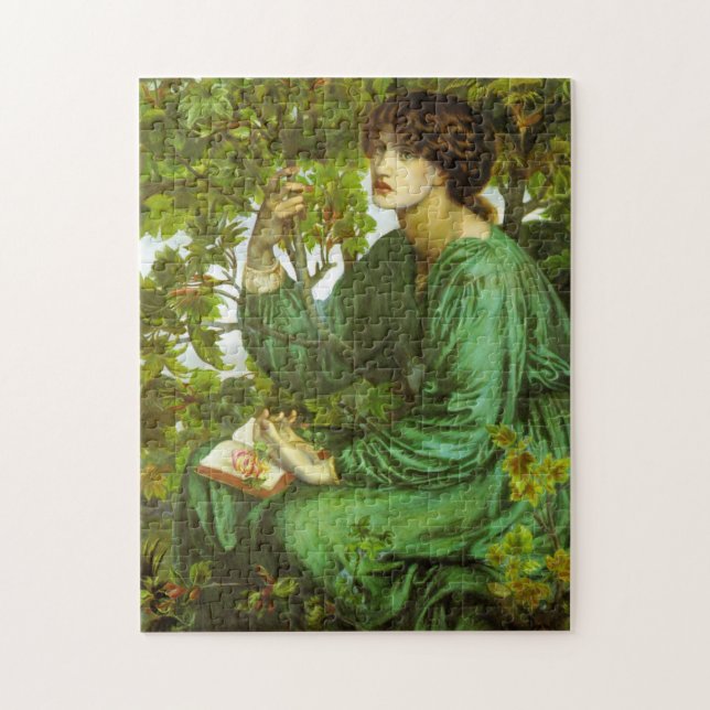 Quebra-cabeça Mulher em Verde (Sonho do Dia) (por D.G. Rosetti) (Vertical)