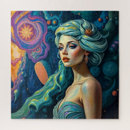 Quebra-cabeça Mulher Fantástica Eetérea com Cabelo Fluente