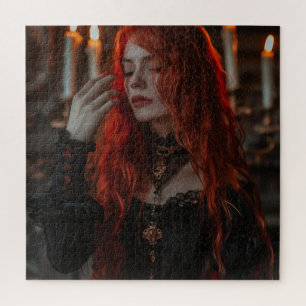 Quebra-cabeça Mulher Gótica de Cabelo Vermelho