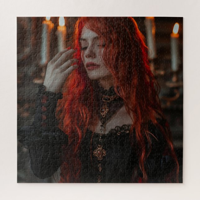Quebra-cabeça Mulher Gótica de Cabelo Vermelho (Vertical)