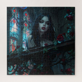 Quebra-cabeça Mulher Gótica no Castelo Balcony