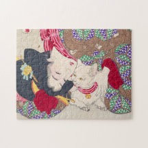 Mulher japonesa e arte em gatos - Taiso Yoshitoshi