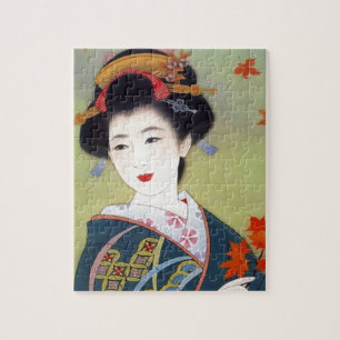 Quebra-cabeça Mulher japonesa no quimono azul