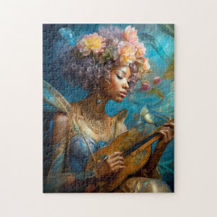 Quebra-cabeça Mulher Jogando Lute African American Fantasy Art
