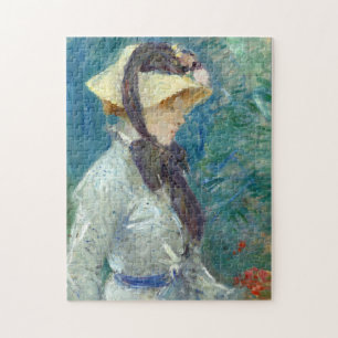 Quebra-cabeça Mulher jovem com chapéu de palha Berthe Morisot