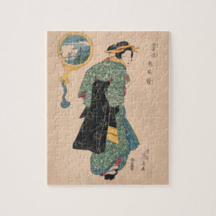 Quebra-cabeça Mulher Kimono japonesa: Ukiyo-e Woodblock Impressã