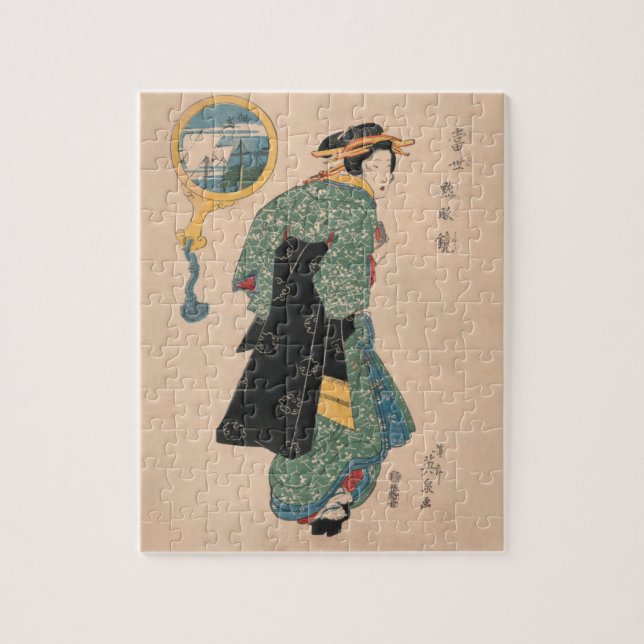 Quebra-cabeça Mulher Kimono japonesa: Ukiyo-e Woodblock Impressã (Vertical)