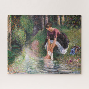 Quebra-cabeça Mulher Lavando Seus Pés Camille Pissarro