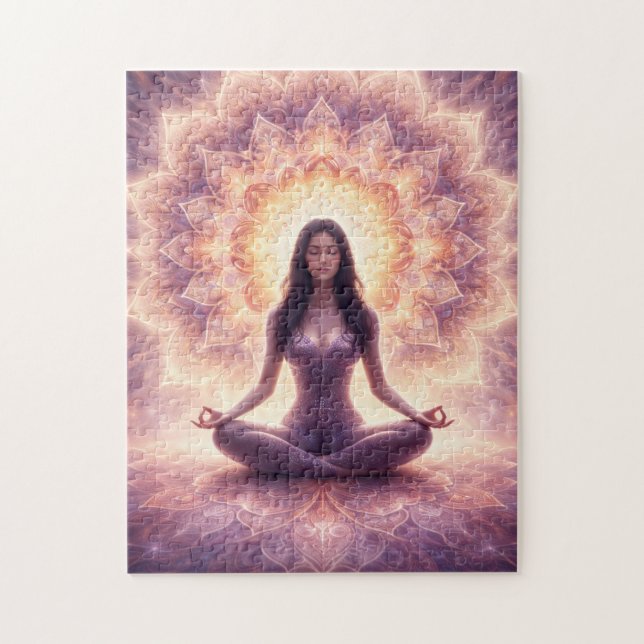 Quebra-cabeça Mulher Meditação Mandala Brilhante Nome Personaliz (Vertical)
