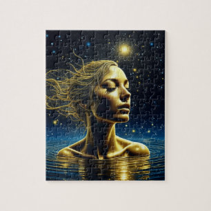 Quebra-cabeça Mulher Mística Meditando Sob As Estrelas