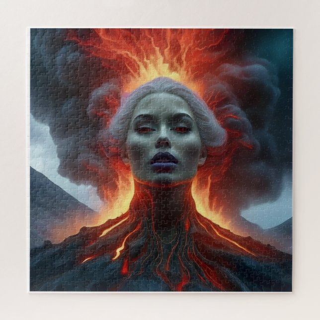 Quebra-cabeça Mulher Mística se materializa do vulcão (Horizontal)