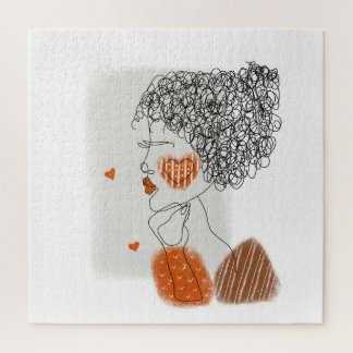 Quebra-cabeça Mulher Moda: Linhas Pretas Gráficas