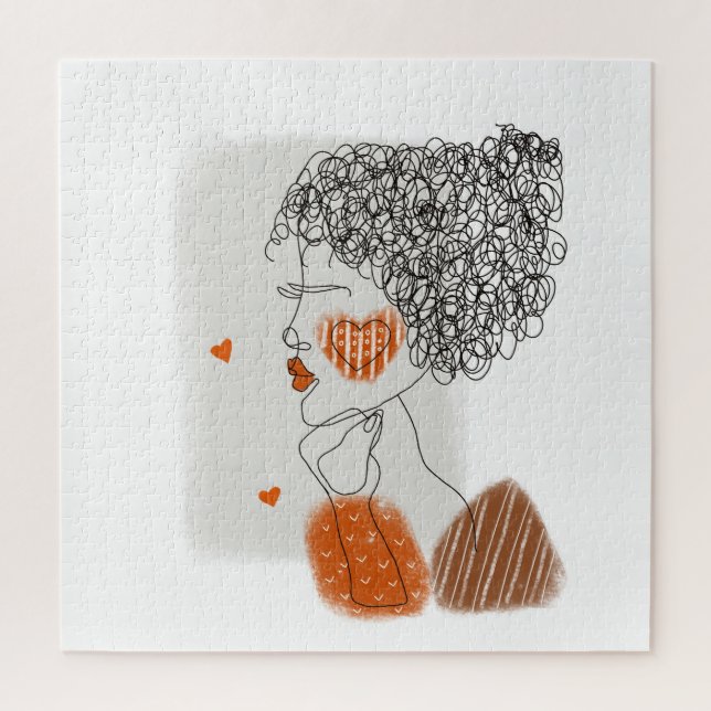 Quebra-cabeça Mulher Moda: Linhas Pretas Gráficas (Vertical)