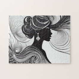 Quebra-cabeça Mulher Negra e Branca com Cabelo Fluente