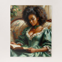 Quebra-cabeça Mulher Negra Lendo Um Livro Dentro De Casa