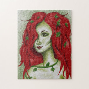 Quebra-cabeça Mulher Ruiva Ninfa Hêdera Arte Fantasia Pixie