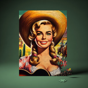 Quebra-cabeça Mulher Rural Fofo Retro