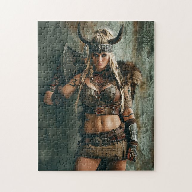 Quebra-cabeça Mulher Viking Canalizando o Estilo Amazon (Vertical)