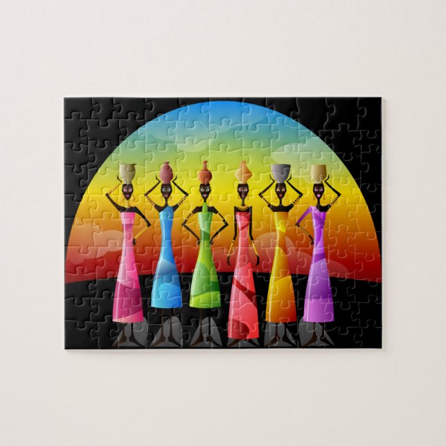 Quebra-cabeça Mulheres Africanas com Potéria na cabeça (Horizontal)