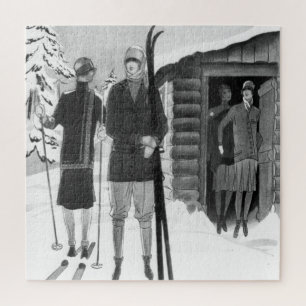 Quebra-cabeça Mulheres Fashionáveis 1920 na Viagem de Esqui - B