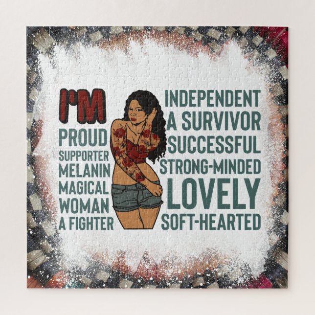 Quebra-cabeça mulheres negras afirmações da rainha da melanina (Vertical)