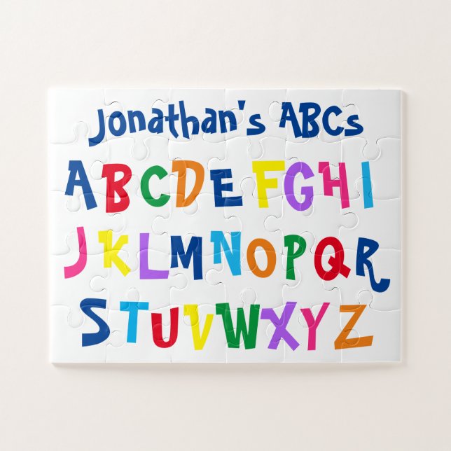 Quebra-cabeça Multicores ABCs de Alfabeto Infantil Personalizada (Horizontal)