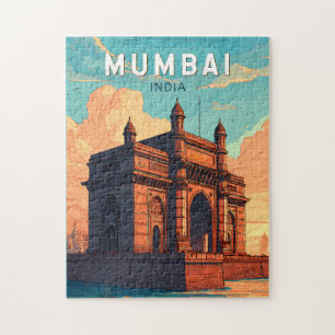 Quebra-cabeça Mumbai India Illustração Viagem Art Vintage
