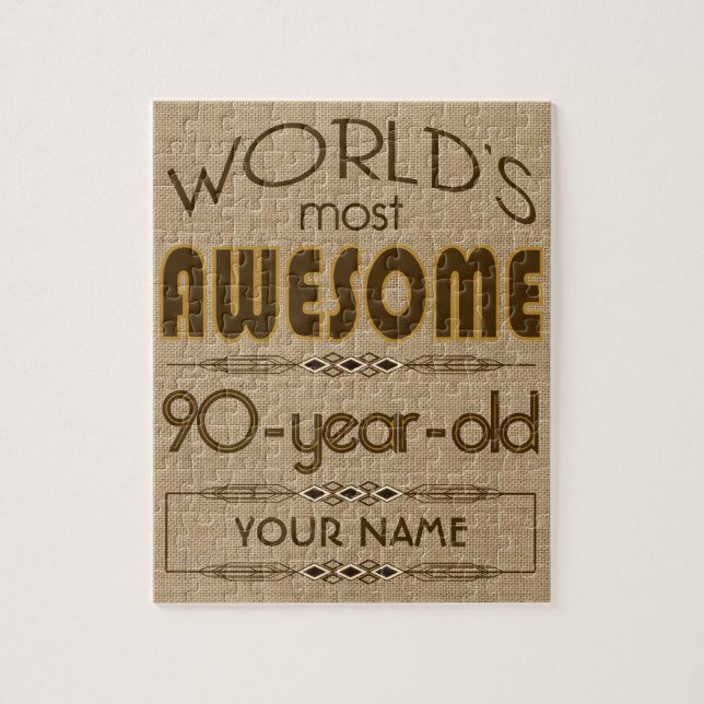 Quebra-cabeça mundo da celebração do aniversário do 90 melhor (Vertical)