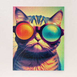 Quebra-cabeça Mundo do Sonho Psicodélico do Gato Funky