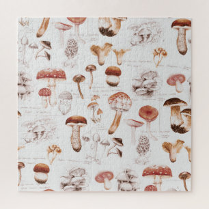 Quebra-cabeça Mushroom Medley: Padrão Sem Costura De Aquarela