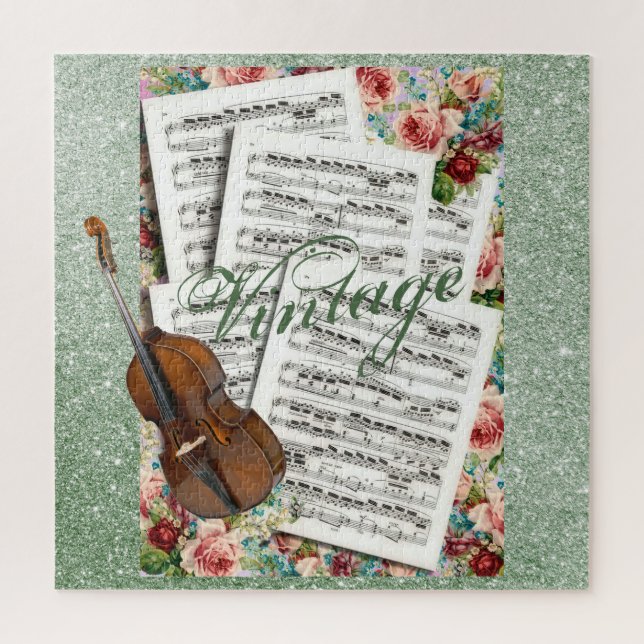 Quebra-cabeça Música e Flores Vintage (Vertical)