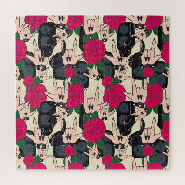 Quebra-cabeça Música rock sem costura, padrão de abstrato. (Vertical)