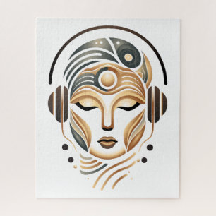 Quebra-cabeça Música Zen Minimalista Deusa Geométrica Abstrata