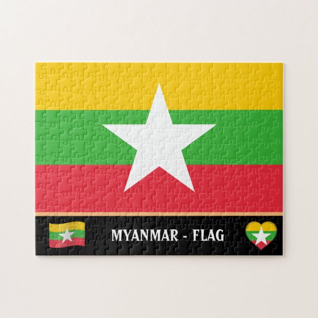 Quebra-cabeça Myanmar Flag e Myanmar country / Mianmar (Horizontal)